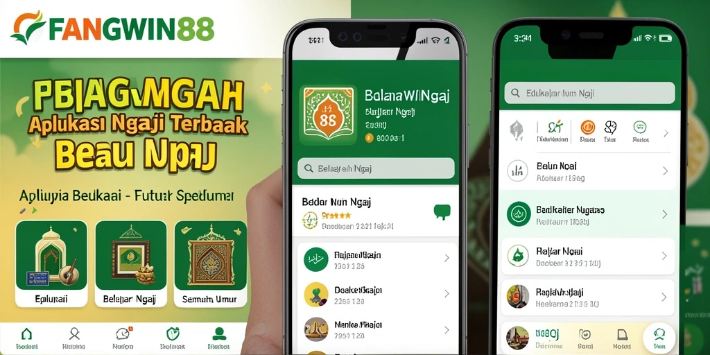 Antarmuka aplikasi FANGWIN88 untuk belajar mengaji yang interaktif dan menarik.