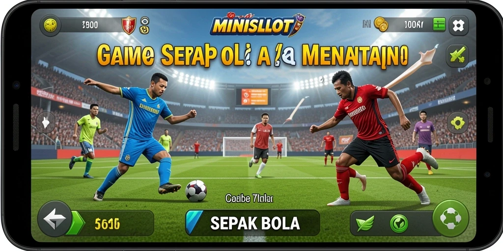 Antarmuka pengguna <strong>MINISLOT</strong> yang menarik saat bermain sepak bola.