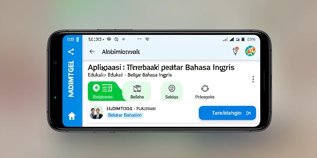 Antarmuka aplikasi NADIMTOGEL untuk belajar bahasa Inggris.