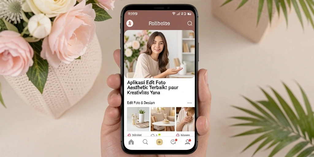 Screenshot RR999 menampilkan antarmuka pengeditan foto aesthetic yang menarik.