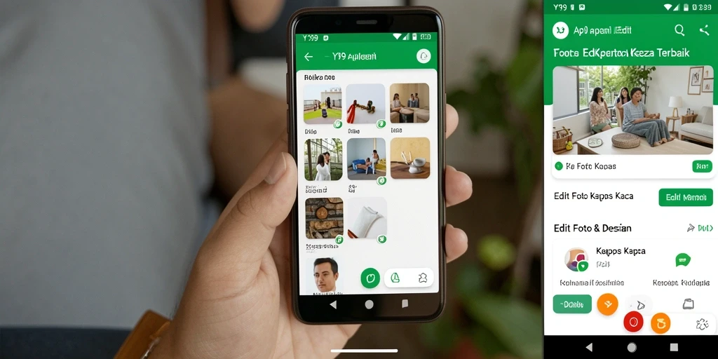 Tampilan antarmuka aplikasi Y89 dengan efek Edit Foto Kertas Kaca.
